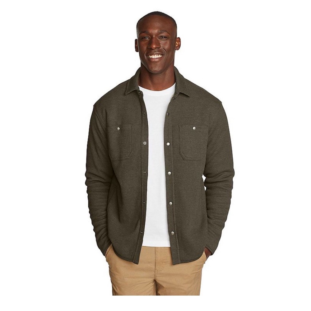 Men's Olive Green Shearling Lind Therman Shacket